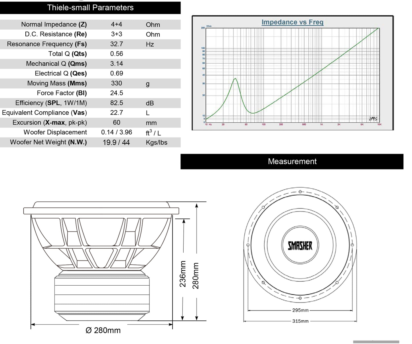 12" Smash Audio Smasher Series subwoofer SMR-12D4